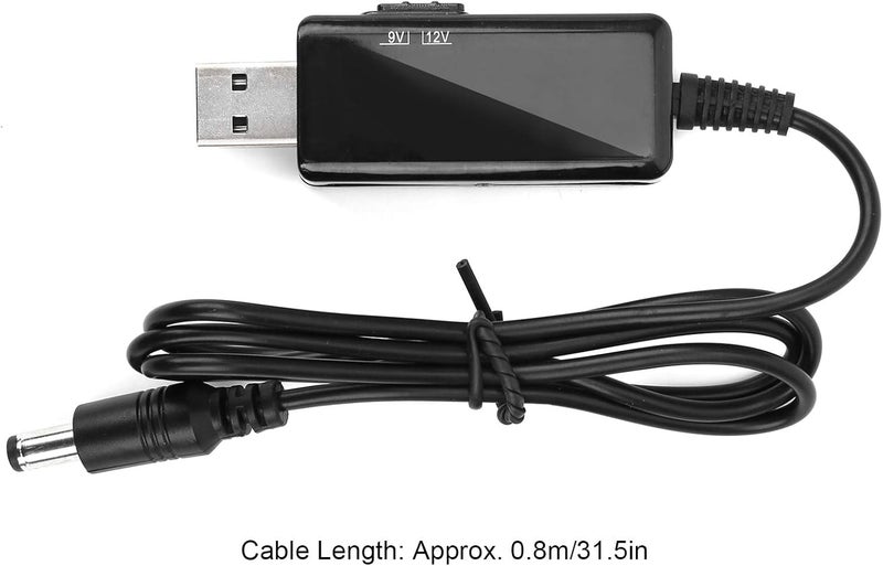 كابل تعزيز من USB إلى DC بجهد من 5V إلى 9V أو 12V، مع عرض رقمي قابل للتعديل، طول الكابل 5521 متر، مناسب لبطاريات الطاقة وأجهزة الراوتر - Image 2