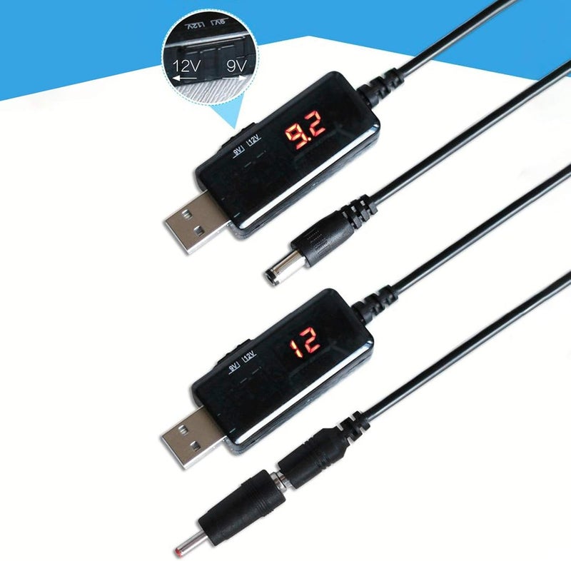 كابل تعزيز من USB إلى DC بجهد من 5V إلى 9V أو 12V، مع عرض رقمي قابل للتعديل، طول الكابل 5521 متر، مناسب لبطاريات الطاقة وأجهزة الراوتر - Image 5
