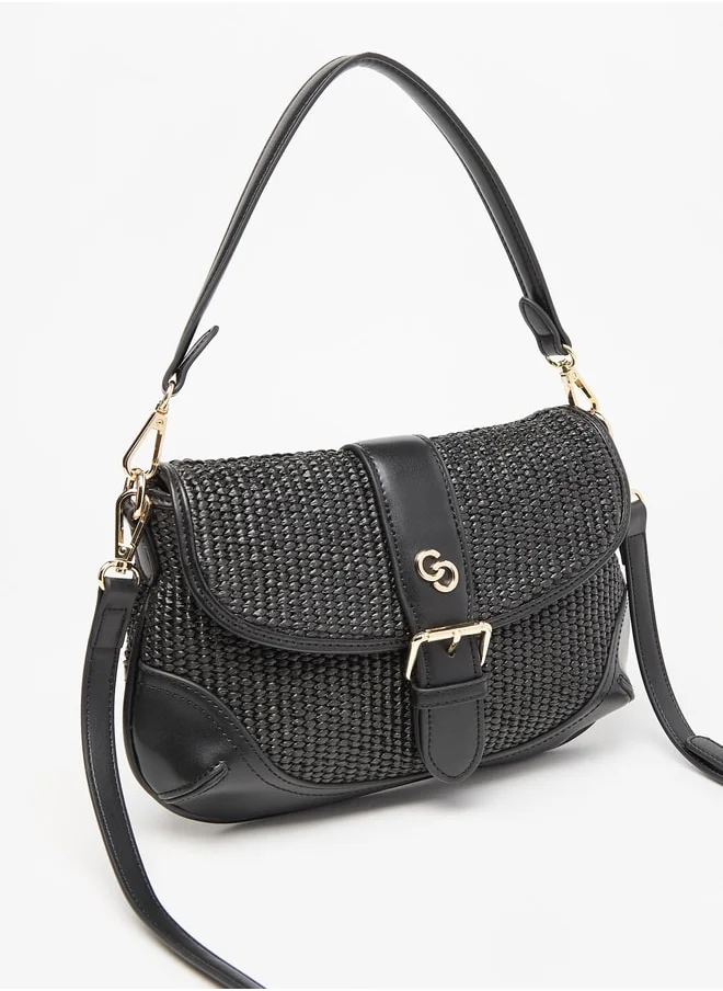 سيليست Textured Crossbody Bag with Detachable Straps and Magnetic Closure