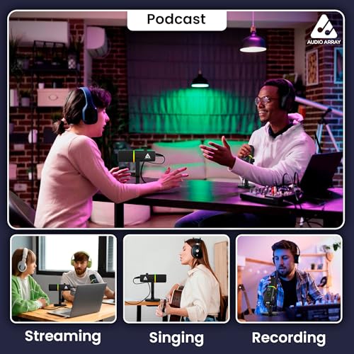 Audio Array AM-C45 XLR/USB Professional RGB Dynamic Podcast Microphone | Built-in Monitoring | One Touch Mute Volume & Noise-Cancellation | 2M USB Cable & Metal Base | Streaming, Podcasting, Singing - Image 5