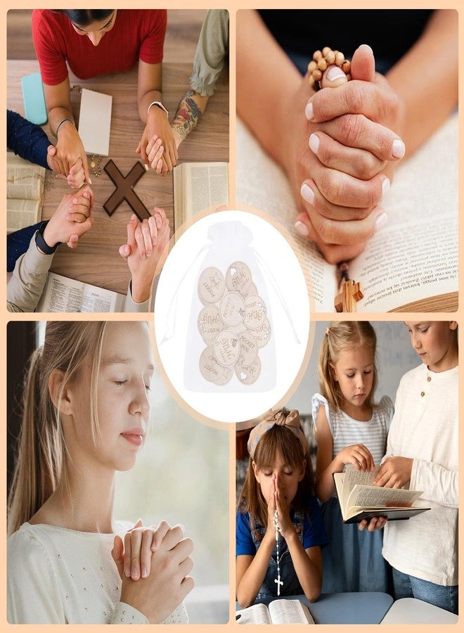 2 MULE TEAM 200 Pcs Wooden Pocket Hug Token with 4 Pcs Organza Bags Pocket Hug Bulk Remembrance Little Heart Star Round Pocket Hug Keepsake for Family Birthday Celebration of Life Funeral Love Gifts - Image 3
