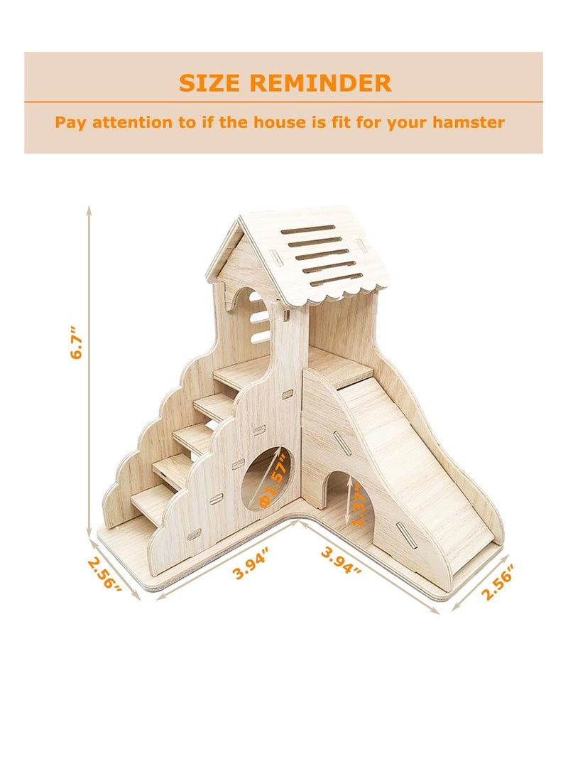 SYOSI - Hamster Hideout, Hamster House and Habitat Wooden Hide Hut with Climbing Ladder and Slide for Dwarf Gerbils and Mouse Mice Rat Other Small Animals - Image 1
