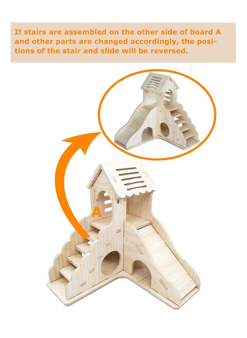 SYOSI - Hamster Hideout, Hamster House and Habitat Wooden Hide Hut with Climbing Ladder and Slide for Dwarf Gerbils and Mouse Mice Rat Other Small Animals - Image 1