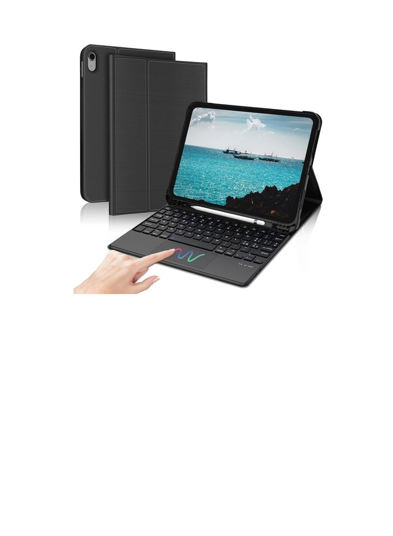 حافظة حماية للوحة المفاتيح لجهاز iPad 10، غطاء فوليو ذكي مع حامل أقلام، لوحة مفاتيح بلوتوث لاسلكية قابلة للفصل، لوحة مفاتيح مناسبة لجهاز iPad الجيل العاشر، 2022، iPad 10.9 بوصة (iPad 10 2022(10.9) - Image 1