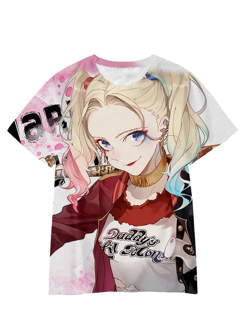 Cartoon Harley Quinn 3D digital printing personalized breathable children's T-shirt for adults and children - Image 1