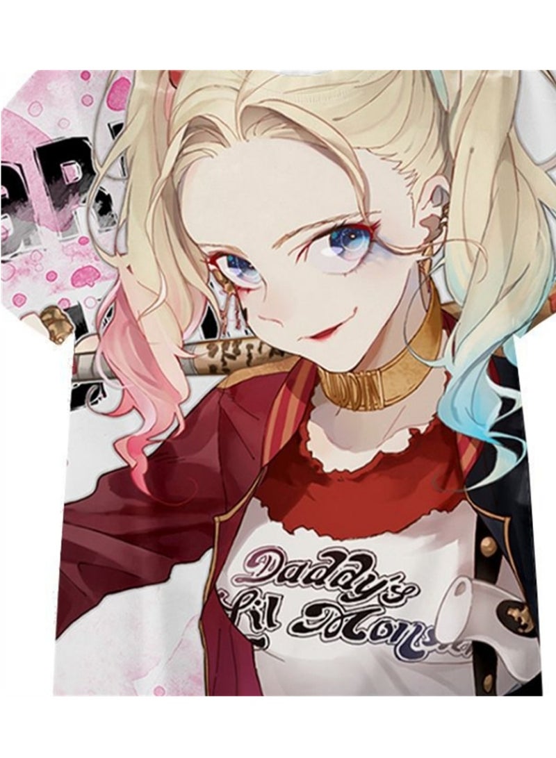 Cartoon Harley Quinn 3D digital printing personalized breathable children's T-shirt for adults and children - Image 3