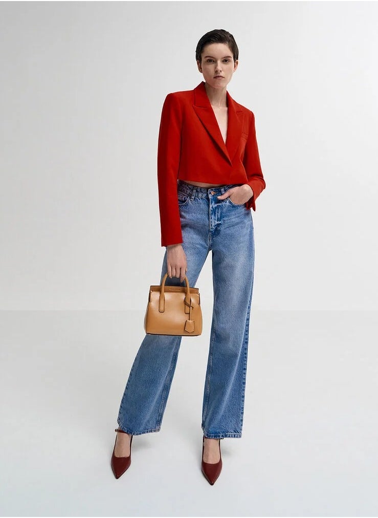 CHARLES & KEITH Crossbody Bag Rene Structured Top Handle Bag - Toffee