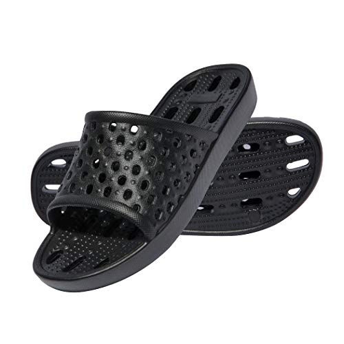 WOTTE Shower Sandals Women Quick Drying Bath Slippers Non Slip Dorm Shoes Size 7 Black - Image 3