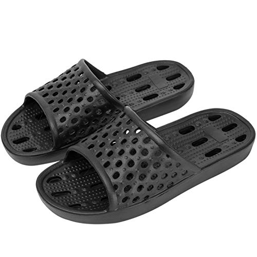 WOTTE Shower Sandals Women Quick Drying Bath Slippers Non Slip Dorm Shoes Size 7 Black - Image 1