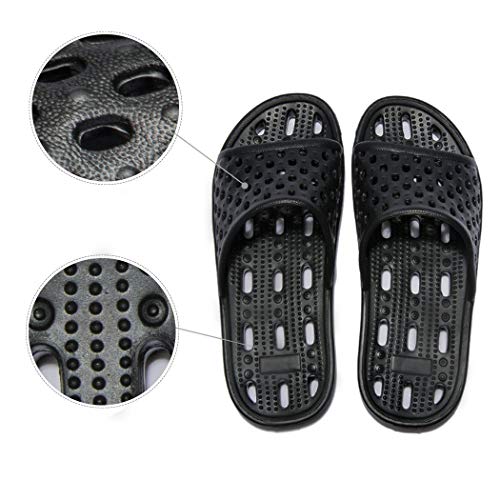 WOTTE Shower Sandals Women Quick Drying Bath Slippers Non Slip Dorm Shoes Size 7 Black - Image 4