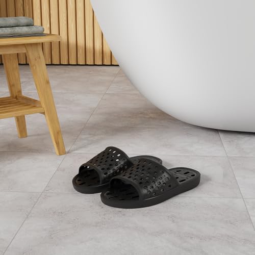 WOTTE Shower Sandals Women Quick Drying Bath Slippers Non Slip Dorm Shoes Size 7 Black - Image 2