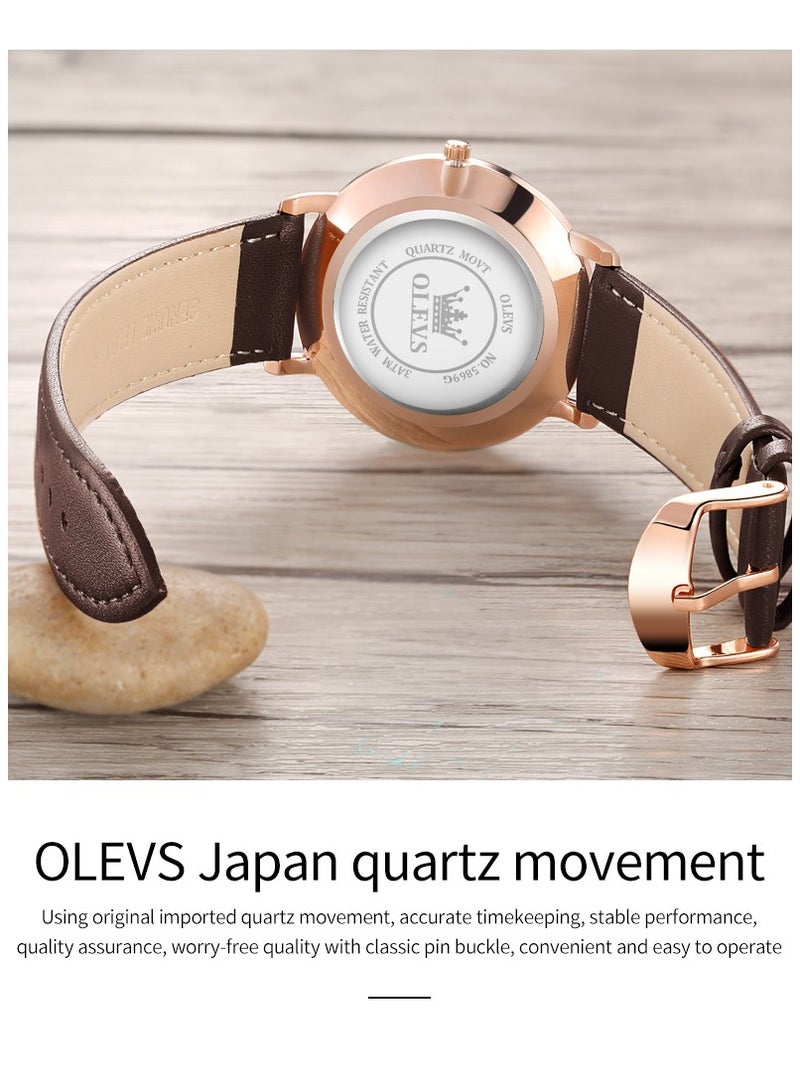 أوليفز OLEVS الرجال ساعات المعصم رقيقة جدا 6.5 مم الحد الأدنى فستان الأعمال مقاومة للماء والتاريخ والجلد حزام رقيقة الساعات للرجال - Image 5