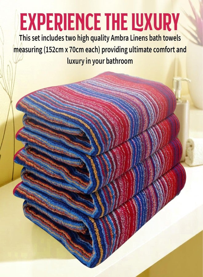Ambra Linens مجموعة مناشف حمام Ambra Linens عالية الامتصاص، 500 جرام لكل متر مربع، قطن 100%، ناعمة ومخملية، مناسبة لجميع المواسم، كبيرة جدًا، بتصميم كابانا، مثالية للمسبح والشاطئ والمنتجعات الصحية وصالة الألعاب الرياضية - Image 5