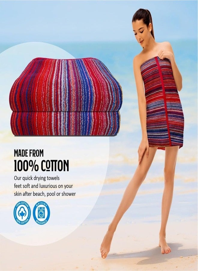 Ambra Linens مجموعة مناشف حمام Ambra Linens عالية الامتصاص، 500 جرام لكل متر مربع، قطن 100%، ناعمة ومخملية، مناسبة لجميع المواسم، كبيرة جدًا، بتصميم كابانا، مثالية للمسبح والشاطئ والمنتجعات الصحية وصالة الألعاب الرياضية - Image 2