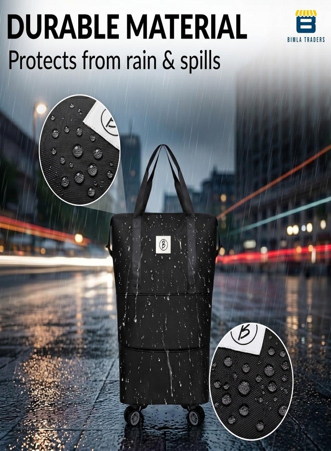 Btag Travel Duffle Bag with Wheels | Convertible Handbag, Trolley & Shoulder Luggage for Clothes | Space-Saving Foldable Travel Companion | Expandable & Waterproof Traveling Bag for Unisex (Black) - Image 5