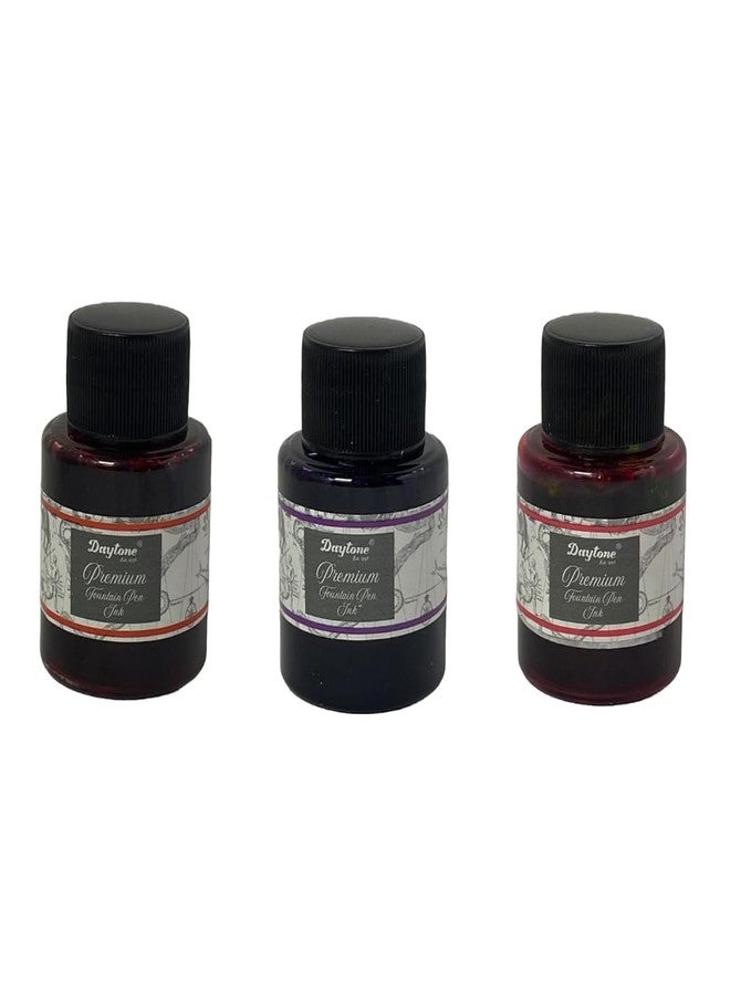 Daytone Premium Fountain Pen Ink (Trio Pack of 3) (Warm Tones: Cadmium Red, Hot Pink, Aubergine, 30 ml Each) - Image 2