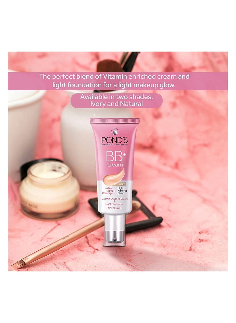 Pond's - POND'S BB+ Cream Instant Spot Coverage + Light Make-up Glow Ivory 30g - Image 1