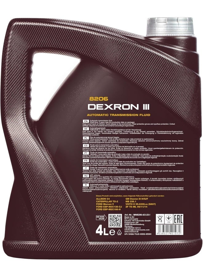 MANNOL 8206 - O.E.M Dexron III 3 Gear Oil Automatic Transmission Fluid ATF Oil Power Steering Automatic Cars Gear Boxes- 4L German Oil - Image 2