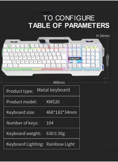 HaveDream Mechanical Feel Luminous Keyboard Wired Usb Without Mouse (White)  - Image 3
