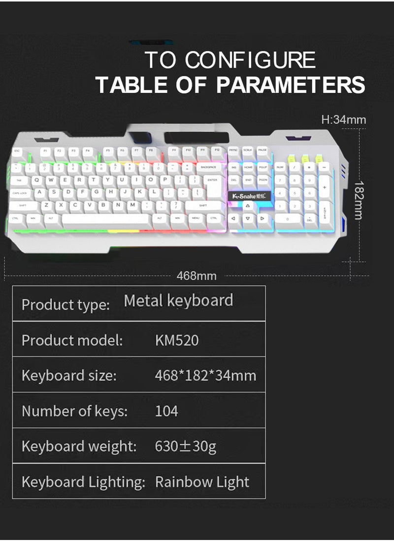 HaveDream - Mechanical Feel Luminous Keyboard Wired Usb Without Mouse (White) - Image 1