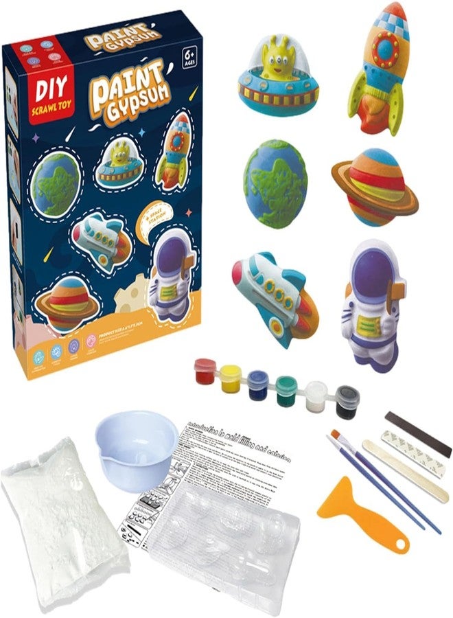 SAMVARDHAN DIY Gypsum Fridge Magnet Plaster Painting Kit for Kids, Mould and Paint Kits- Plaster Painting Art & Craft Set - (SPACE) - Image 1