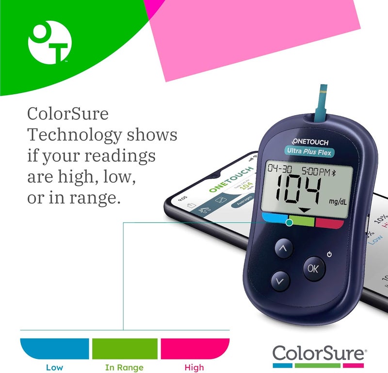 ONETOUCH مجموعة مكافأة OneTouch Ultra Plus Flex 1 جهاز قياس نسبة الجلوكوز في الدم UPF 1 جهاز وخز Delica Plus 10 إبر وخز Delica Plus 33g حقيبة حمل - Image 3