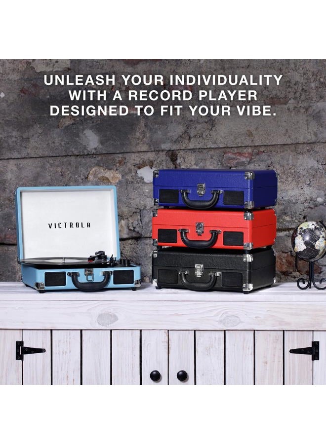 VICTROLA Vintage 3-Speed Bluetooth Suitcase Turntable with Speakers, White/Gold (Limited Edition) - Image 4