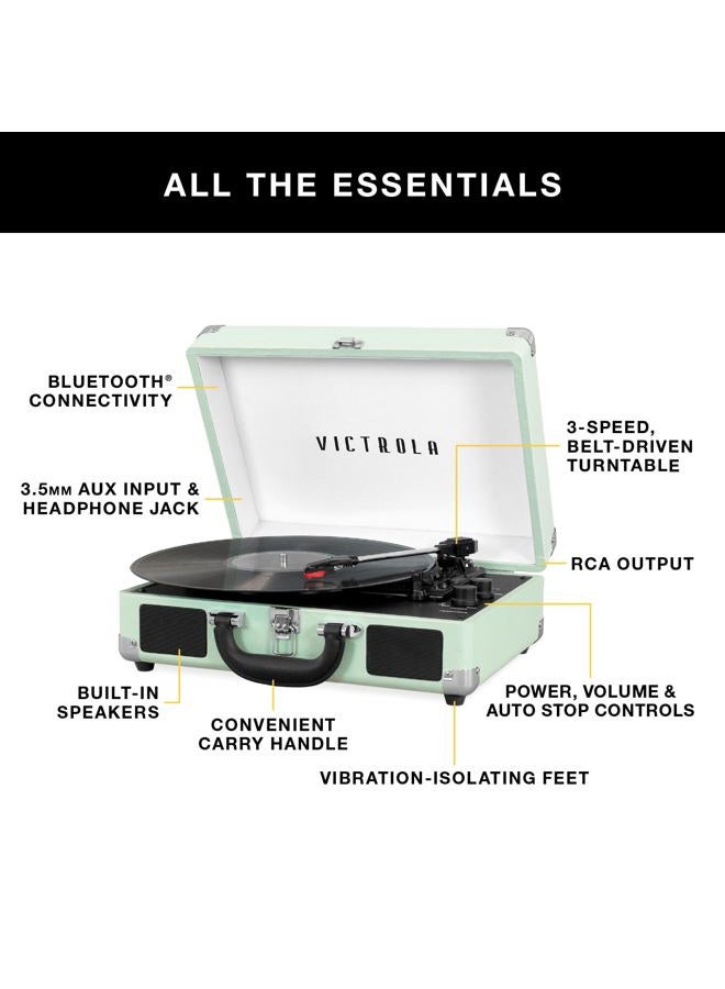 VICTROLA Vintage 3-Speed Bluetooth Suitcase Turntable with Speakers, White/Gold (Limited Edition) - Image 2