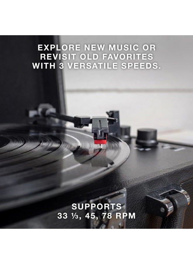 VICTROLA Vintage 3-Speed Bluetooth Suitcase Turntable with Speakers, White/Gold (Limited Edition) - Image 3