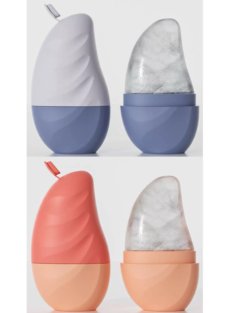 2 Pack, Facial Ice Roller, Beauty Facial Massage, Facial Glow Cube, Eye Wrinkle Skincare Tool, Puffiness Relief (Purple, Pink) - Image 1