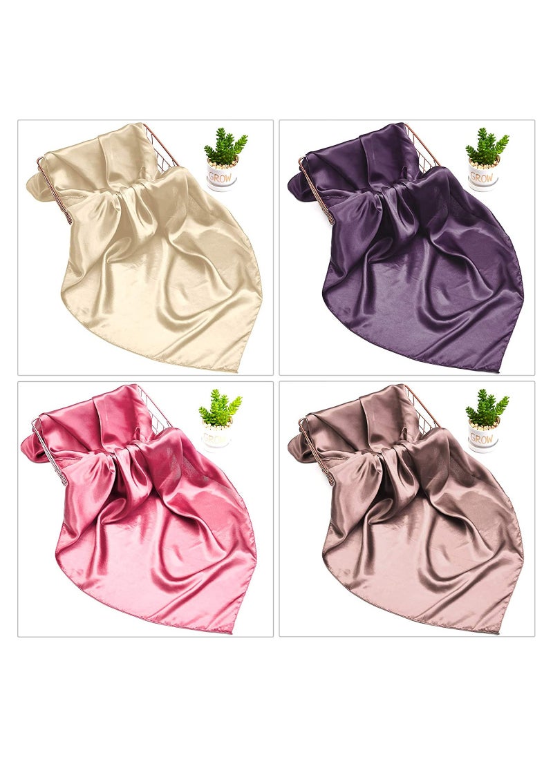 SYOSI - 4 Pieces Satin Head Scarves Large Vintage Square Scarf Silk Feeling Satin Hair Wrapping Scarves for Women Girls 35 Inch - Image 1