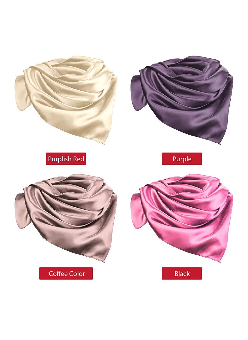SYOSI - 4 Pieces Satin Head Scarves Large Vintage Square Scarf Silk Feeling Satin Hair Wrapping Scarves for Women Girls 35 Inch - Image 1