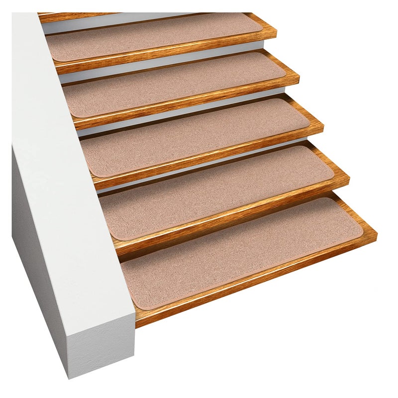 House, Home and More House Home and More Set of 15 SkidResistant Carpet Stair Treads  Pebble Beige  9 Inches X 36 Inches