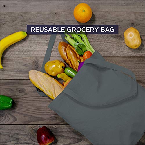 Lify Cotton Canvas Tote Bags Bulk Shopping Bag for Crafts, DIY Reusable Grocery Bag, 14 X 16 Inch – 6 Piece Pack (Black (2Piece)+Off-White (2Piece)+ Grey (2Piece)) - Image 4