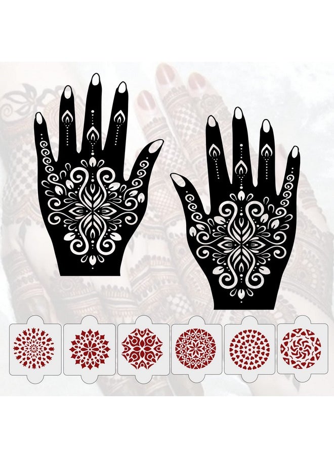 Pack Of 8 Pcs (2 Pcs Heena Stencil Tatto + 6 Pcs Laser Cut Pvc Reusable Heena Stencils), Heena Mehandi Sticker, Mehandi Stickers For Full Hand For Women, Girls And Kids, Easy To Apply, Ivh-74 - pzsku/Z2AF58D6F0D7E42DB2390Z/45/_/1723297806/45356430-4e6c-4f7f-9ed9-df62eb2f2f60