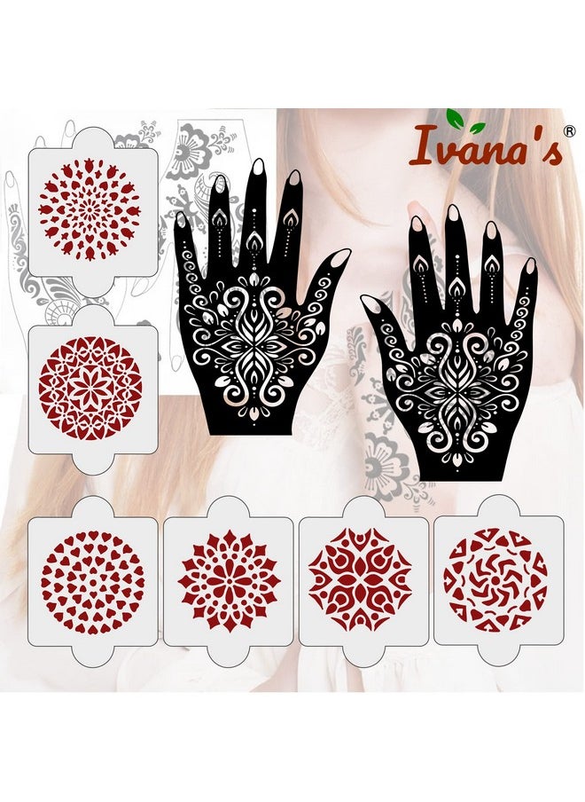 Pack Of 8 Pcs (2 Pcs Heena Stencil Tatto + 6 Pcs Laser Cut Pvc Reusable Heena Stencils), Heena Mehandi Sticker, Mehandi Stickers For Full Hand For Women, Girls And Kids, Easy To Apply, Ivh-74 - pzsku/Z2AF58D6F0D7E42DB2390Z/45/_/1723297915/89c9bf80-4fbf-4710-bf2e-73920a05d8de