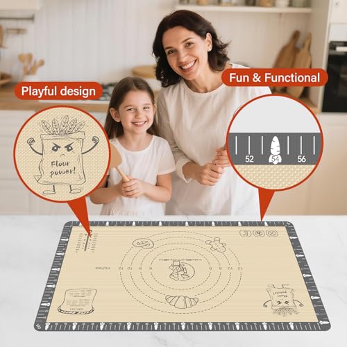 Mimekitchen Silicone Baking Mat with Cookie Recipes, Extra Thick Silicone Mat for Baking Macaron, Bread, Pizza, Non Stick Pastry Mat for Dough Rolling Out, Heat Resistant to 480°F for Baker - Image 2