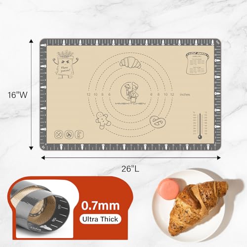 Mimekitchen Silicone Baking Mat with Cookie Recipes, Extra Thick Silicone Mat for Baking Macaron, Bread, Pizza, Non Stick Pastry Mat for Dough Rolling Out, Heat Resistant to 480°F for Baker - Image 3