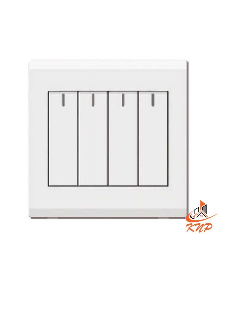 KNP 10A 4 Gang 1 way Switch - White - Image 1