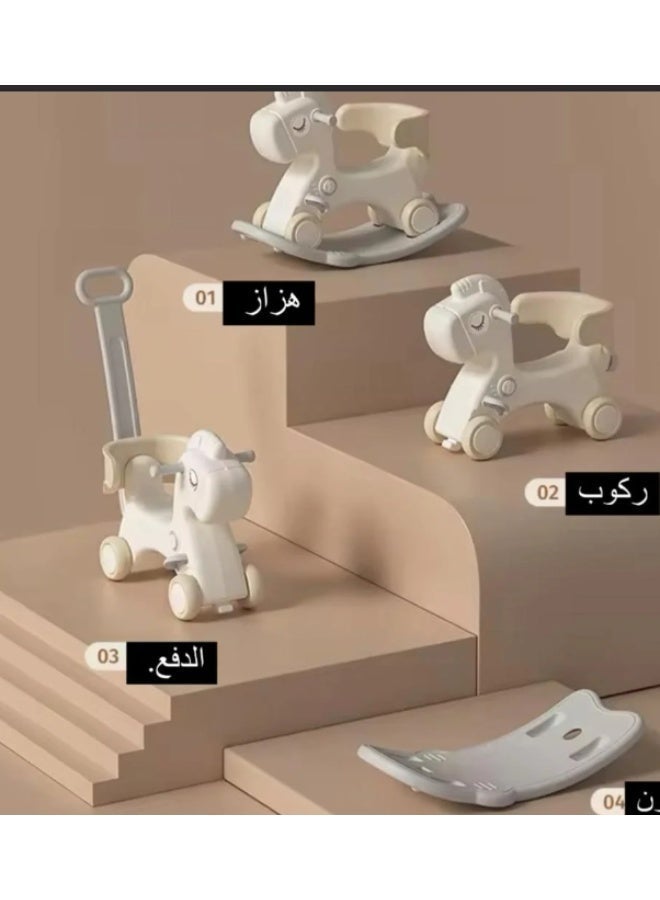 حصان هزاز ثلاثه في واحد للأطفال الصغار حصان هزاز , لعبة هزاز مع لوح توازن قابل للفصل ومسند للقدمين - Image 3