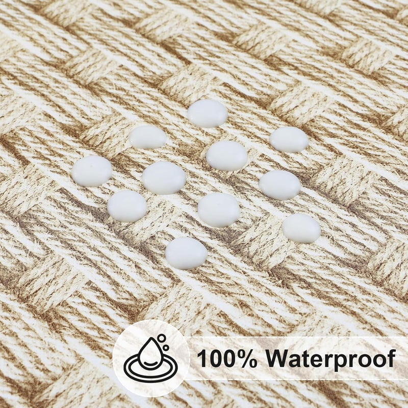 misaya Rectangle Vinyl Tablecloth, Fitted Table Cover, 100% Waterproof, Elastic Edge, Flannel Backing, Table Cloth Fit 8 Foot Folding Tables for Picnic, Camping, Outdoor (Weave, 30x96 inch) - Image 3