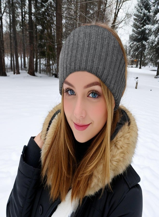 YISSION 2 Pcs Winter Headbands for Women Non Slip Wide Headbands Thick Knit Head bands Gray Black Headband Soft Ear Warmer Hairbands Hair Accessories for Women Girls - Image 3