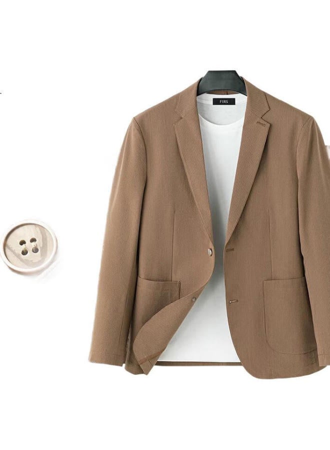 Firs Dark Texture Suit Jacket For Men, Spring Lightweight Breathable Business Casual Wrinkle-Resistant Blazer Men'S Outerwear - Image 3