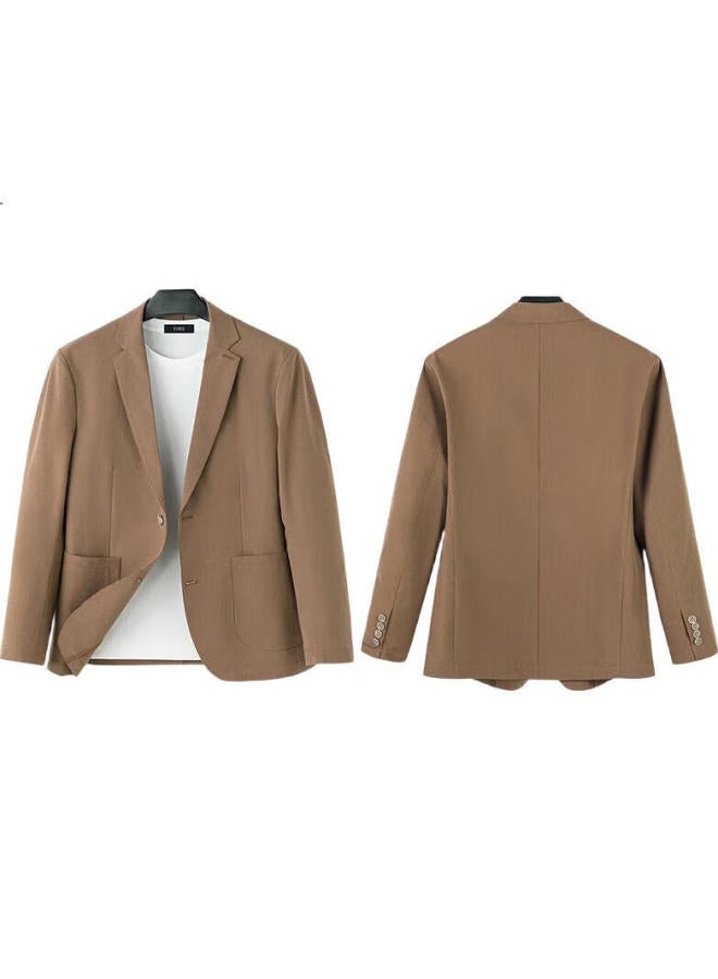 Firs Dark Texture Suit Jacket For Men, Spring Lightweight Breathable Business Casual Wrinkle-Resistant Blazer Men'S Outerwear - Image 1