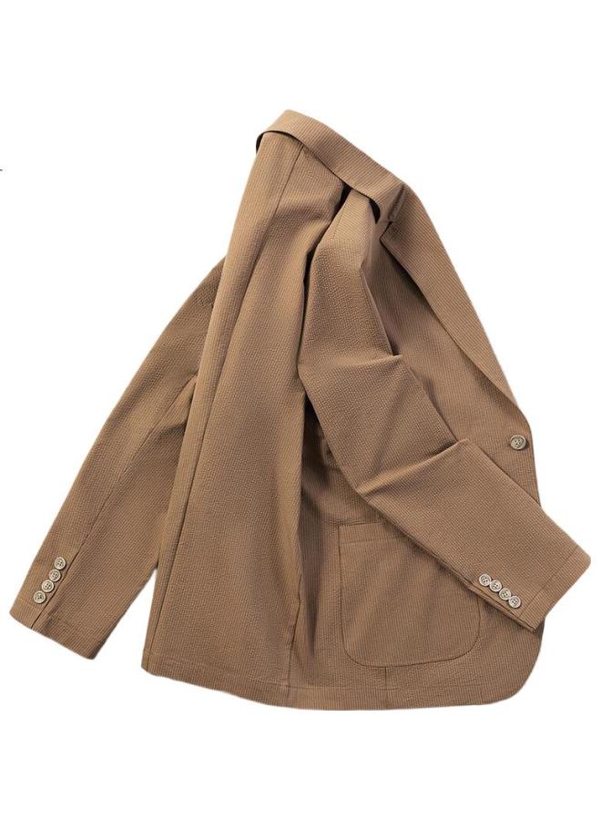 Firs Dark Texture Suit Jacket For Men, Spring Lightweight Breathable Business Casual Wrinkle-Resistant Blazer Men'S Outerwear - Image 2