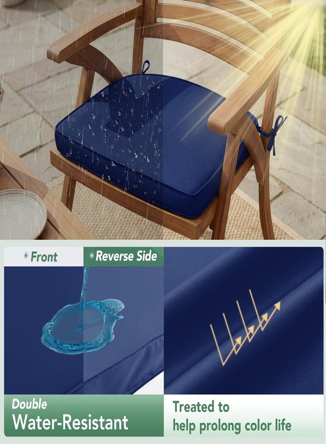 Summsun Outdoor Chair Cushions Set of 4: Waterproof & Fade Resistant Patio Furniture Cushions - 17 x 16 x 2 Inch Non Slip Round Corner Seat Cushion Pads with Removable Cover for Garden Yard Lawn, Navy Blue - Image 3