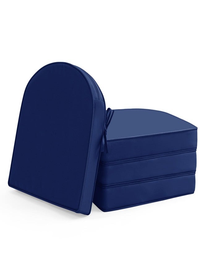Summsun Outdoor Chair Cushions Set of 4: Waterproof & Fade Resistant Patio Furniture Cushions - 17 x 16 x 2 Inch Non Slip Round Corner Seat Cushion Pads with Removable Cover for Garden Yard Lawn, Navy Blue - Image 1