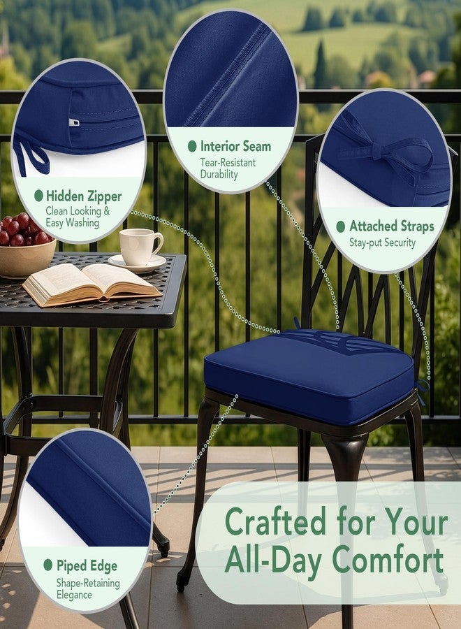 Summsun Outdoor Chair Cushions Set of 4: Waterproof & Fade Resistant Patio Furniture Cushions - 17 x 16 x 2 Inch Non Slip Round Corner Seat Cushion Pads with Removable Cover for Garden Yard Lawn, Navy Blue - Image 4