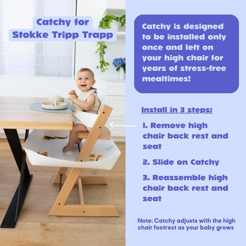 CATCHY - Food Catcher - Compatible with Stokke Tripp Trapp High Chair + 11 Other High Chairs - Highchair Sold Separately - Baby & Toddler Food & Mess Catcher - Under High Chair Accessory - Image 5