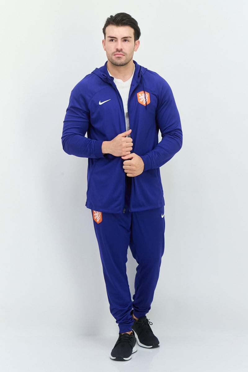 Nike بدلة رياضية للرجال بتصميم نحيف من قطعتين بشعار العلامة التجارية، أزرق - Image 1